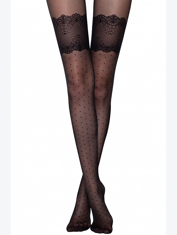 Женские колготки с имитацией чулок и рисунком в точку 20 ден Conte Elegant
