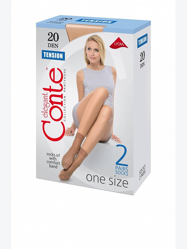 Женские эластичные капроновые носки 20 ден 2 пары Conte Elegant