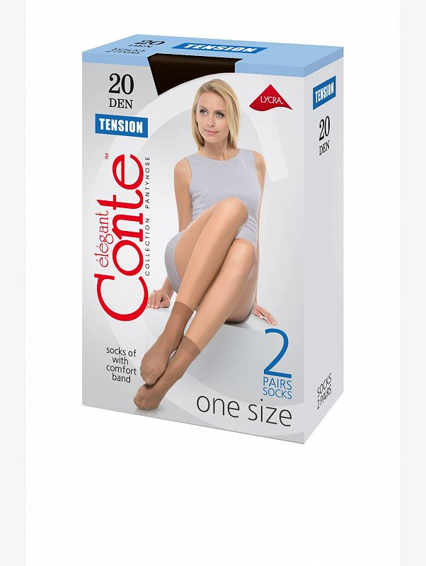 Женские эластичные капроновые носки 20 ден 2 пары Conte Elegant