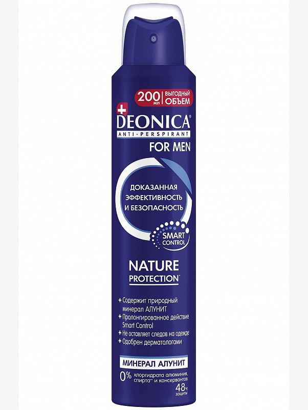 Дезодорант - антиперспирант Deonica Nature Protection for MEN природная защита 48 ч мужской 200 мл Deonica