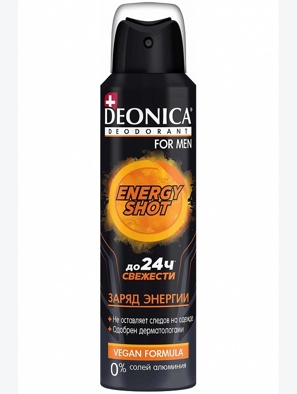 DEONICA FOR MEN Дезодорант ENERGУ SHOT Vegan Formula, 150 мл Deonica