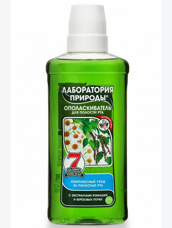 Ополаскиватель для полости рта Лаборатория Природы цветки ромашки и березовые почки на сборах трав 2 Лаборатория природы