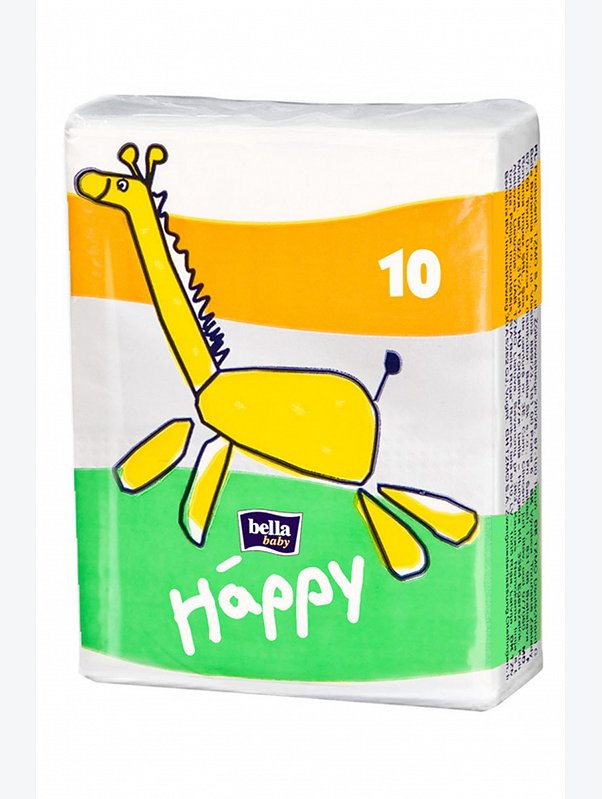 Платочки бумажные гигиенические носовые трехслойные мини 8x10 Bella Baby Happy