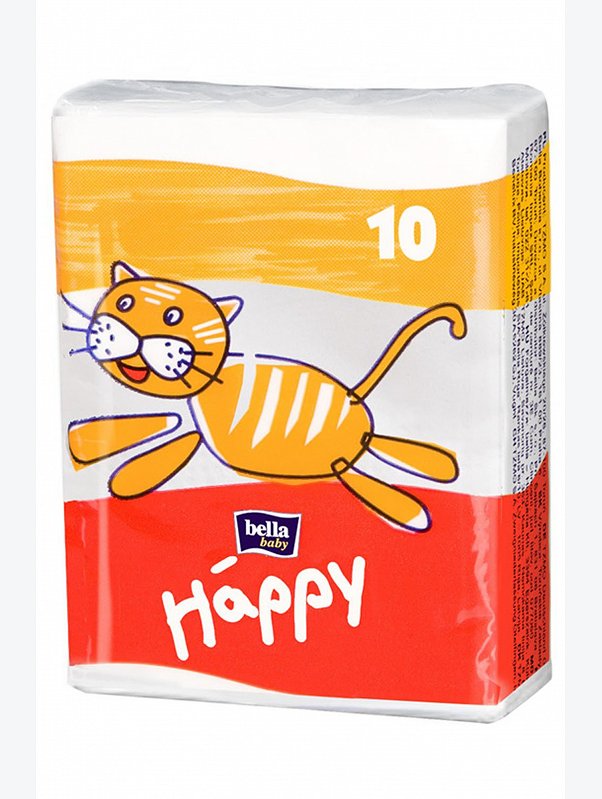 Платочки бумажные гигиенические носовые трехслойные мини 8x10 Bella Baby Happy