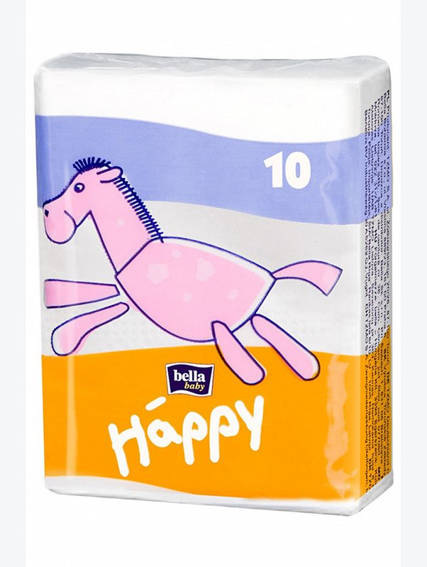 Платочки бумажные гигиенические носовые трехслойные мини 8x10 Bella Baby Happy