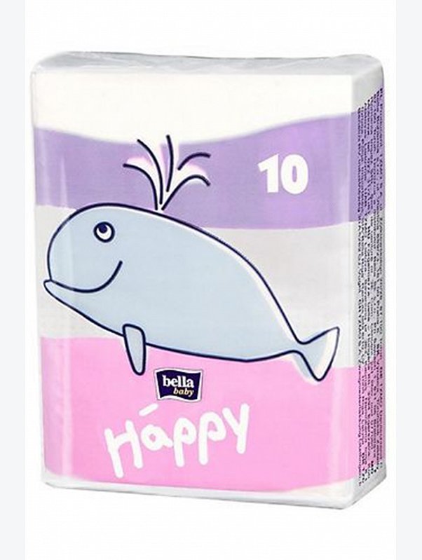 Платочки бумажные гигиенические носовые трехслойные Звери 10x8 шт Bella Baby Happy