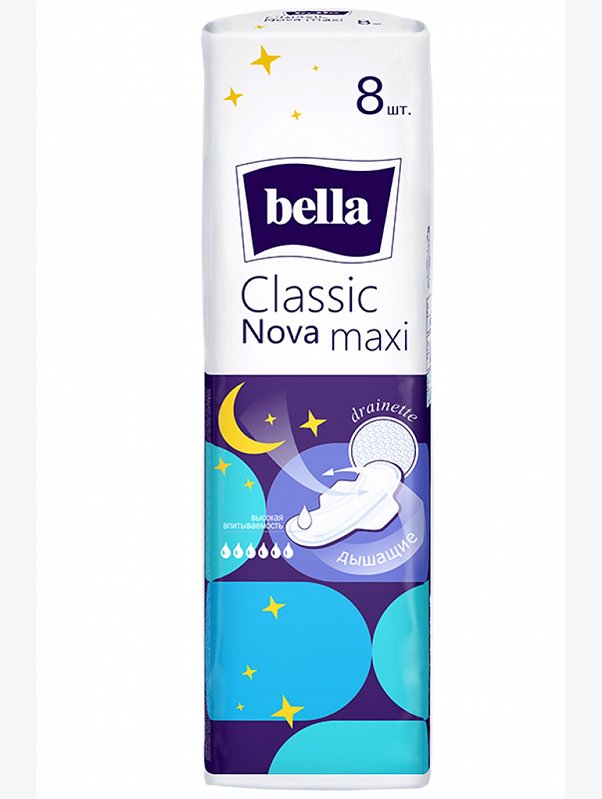 Прокладки женские гигиенические впитывающие bella Classic Nova maxi 8 шт. Bella