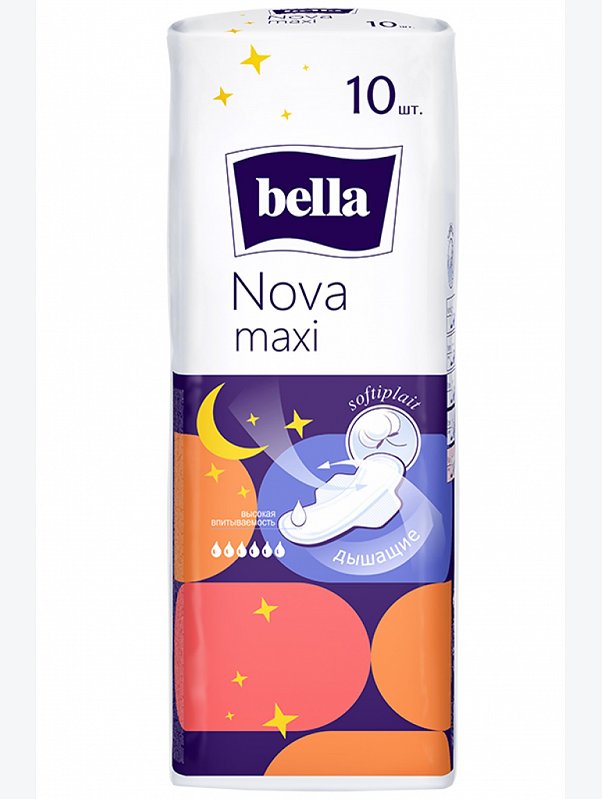 Женские гигиенические прокладки с крылышками bella Nova Maxi 10 шт. Bella
