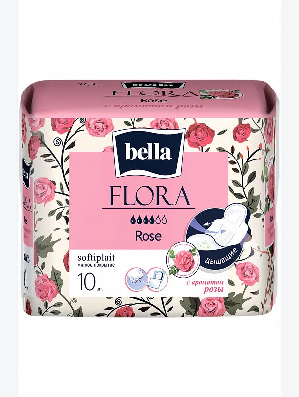 Женские ароматизированные гигиенические прокладки bella FLORA Rose 10 шт. Bella