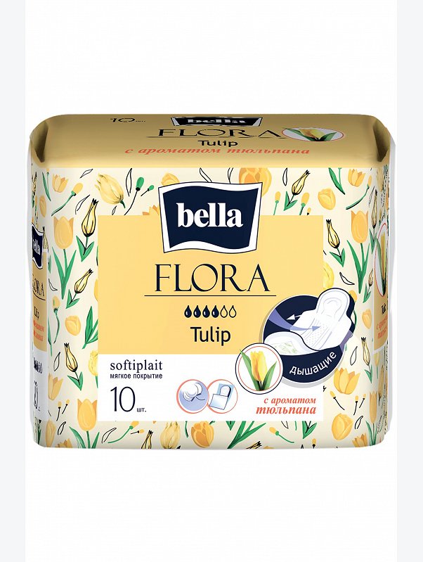 Женские ароматизированные гигиенические прокладки bella FLORA Tulip 10 шт. Bella