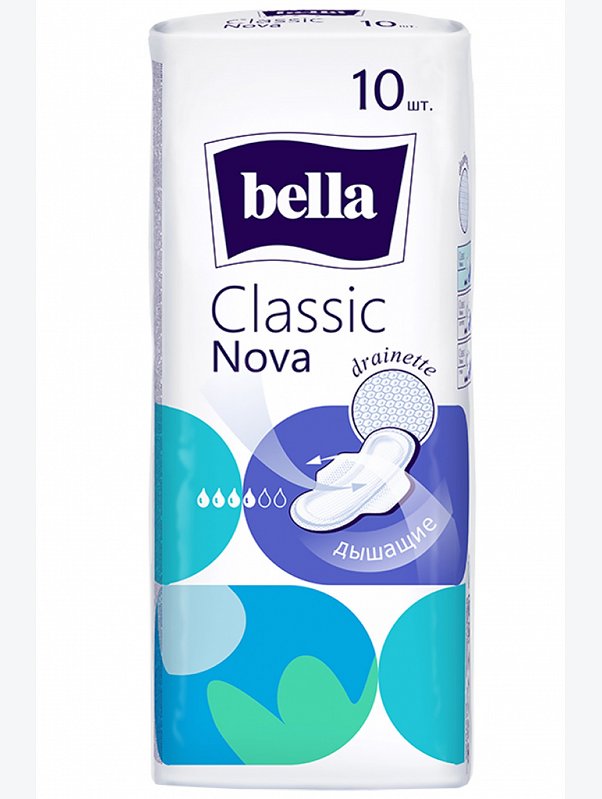 Женские гигиенические прокладки с крылышками bella Classic nova 10 шт. Bella