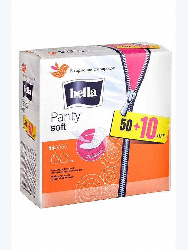 Женские ежедневные прокладки bella panty soft 50+10 шт. Bella