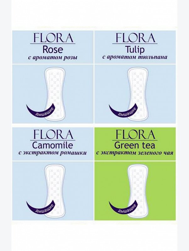 Женские ароматизированные ежедневные прокладки bella FLORA Green tea 70 шт. Bella