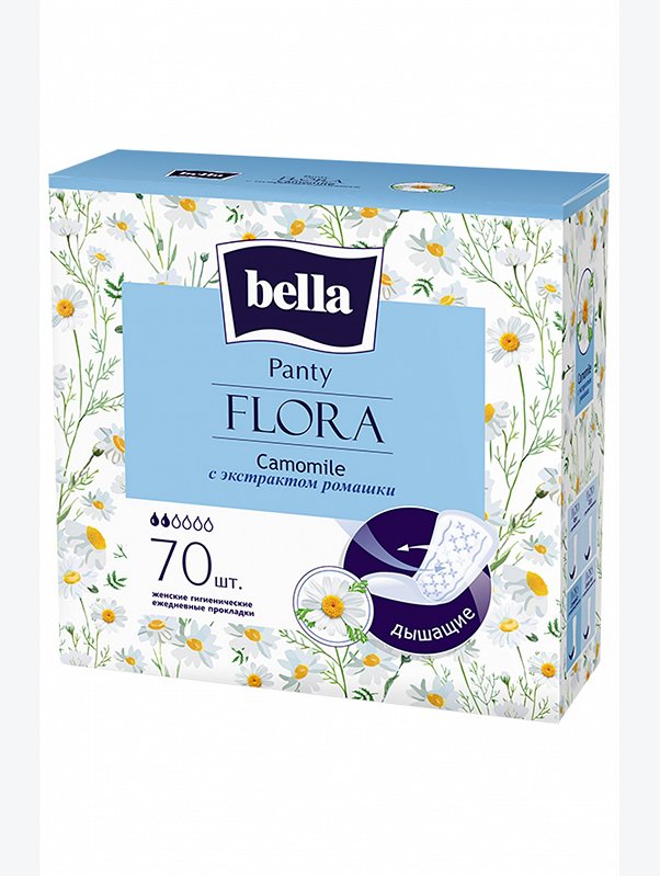 Женские ароматизированные ежедневные прокладки bella Panty FLORA Camomile 70 шт. Bella