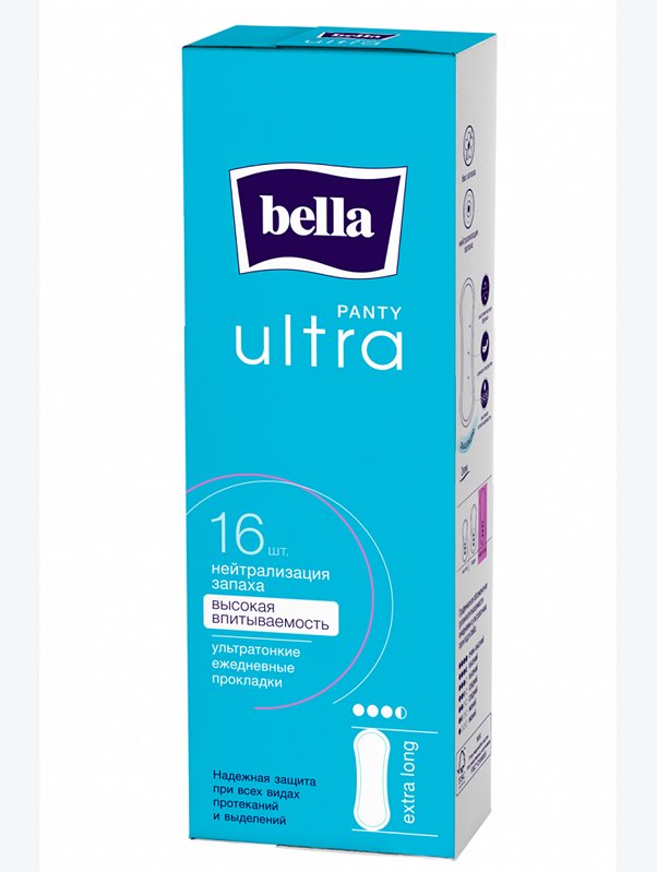 Ультратонкие женские гигиенические ежедневные прокладки Bella PANTY ultra 16 шт, размер extra long Bella