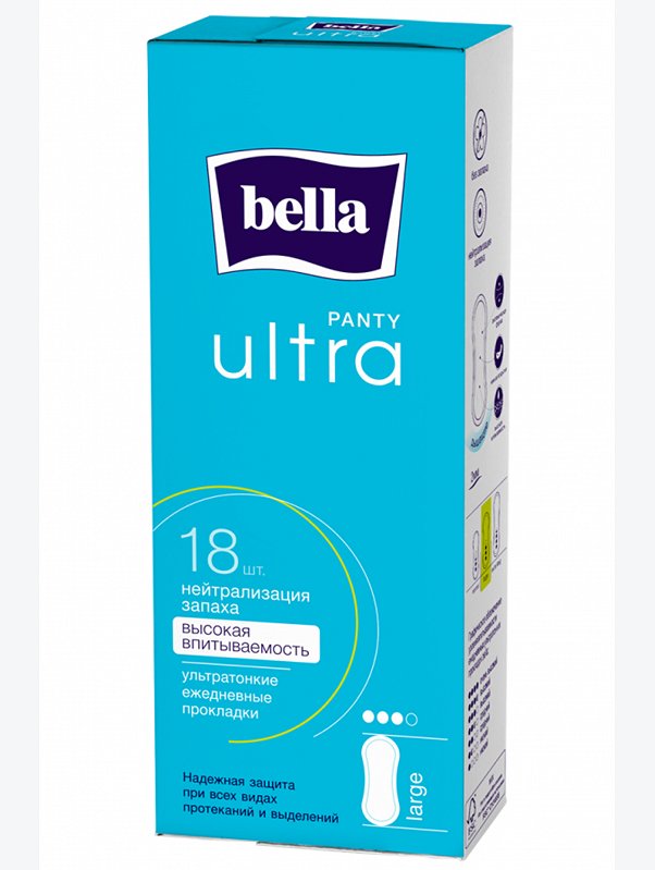 Ультратонкие женские гигиенические ежедневные прокладки Bella PANTY ultra 18 шт, размер large Bella