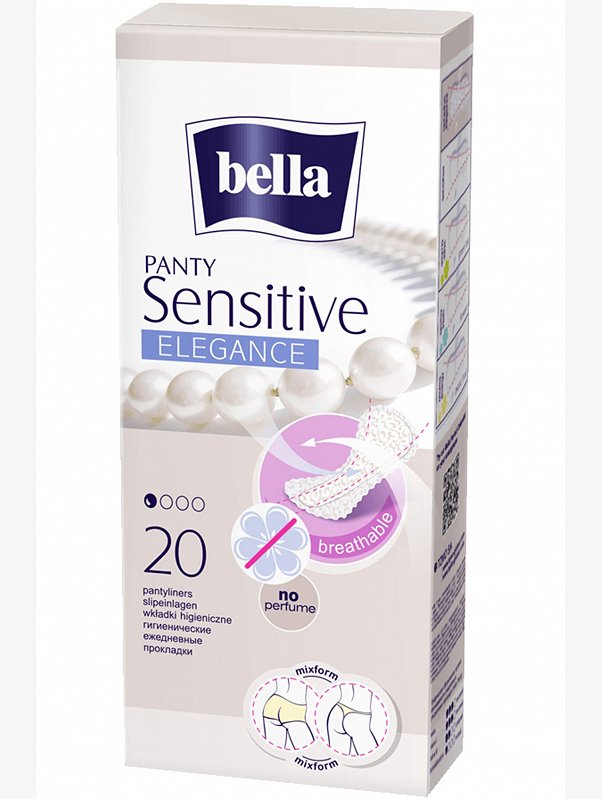 Женские ультратонкие ежедневные прокладки bella panty Sensitive  Elegance 20 шт Bella