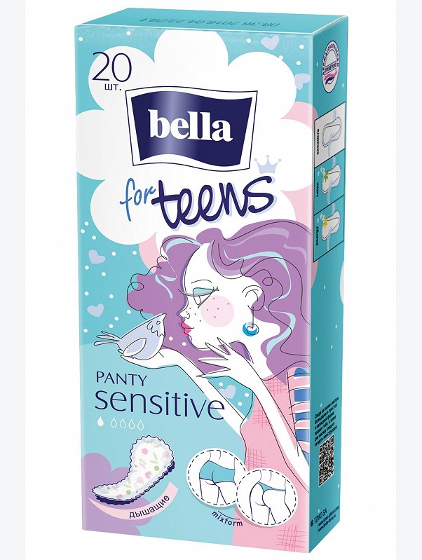 Женские ежедневные прокладки bella for teens sensitive 20 шт. Bella