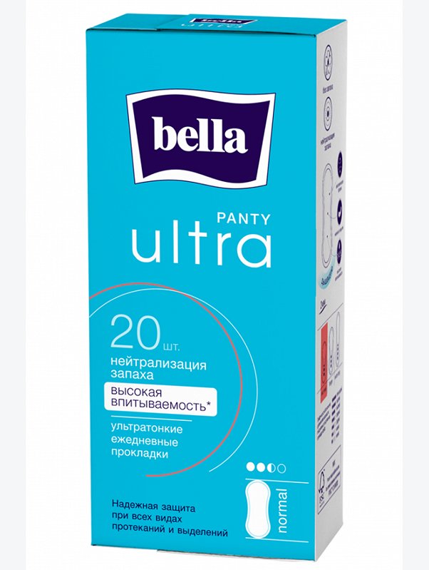 Ультратонкие женские гигиенические ежедневные прокладки Bella PANTY ultra 20 шт, размер normal Bella