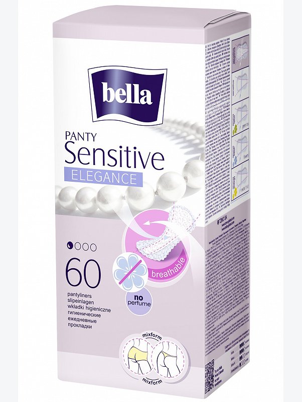 Женские ультратонкие ежедневные прокладки bella Panty Sensitive Elegance 60 шт. Bella