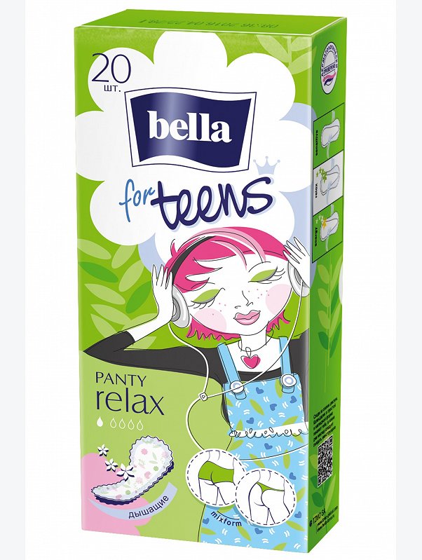 Женские ежедневные прокладки bella for teens relax 20 шт. Bella