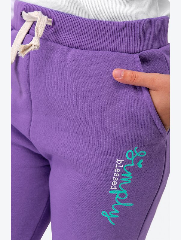 Теплые брюки из футера трехнитки с начесом для девочки Bonito