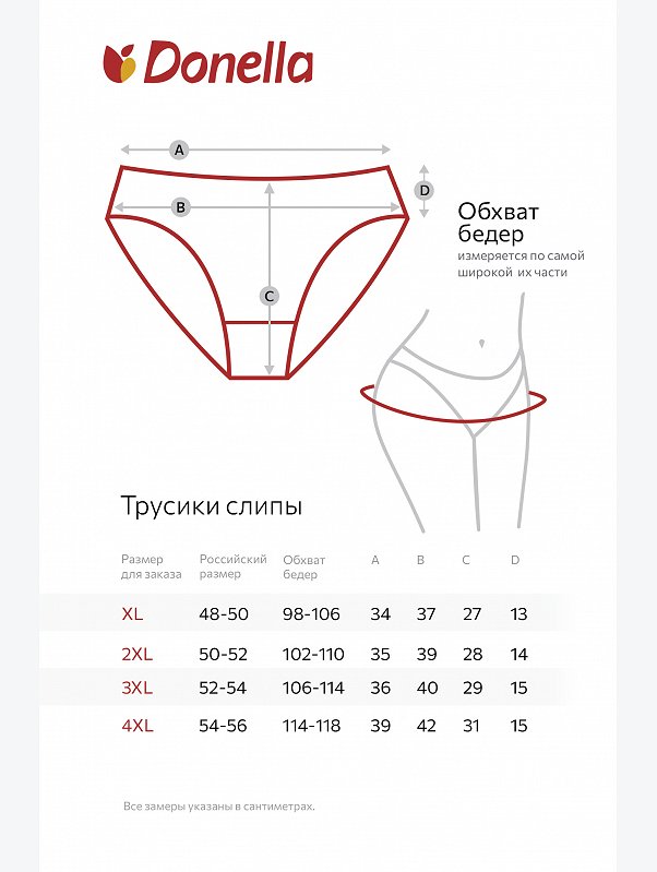 Женские трусы-слипы высокой посадки 5 шт. Donella
