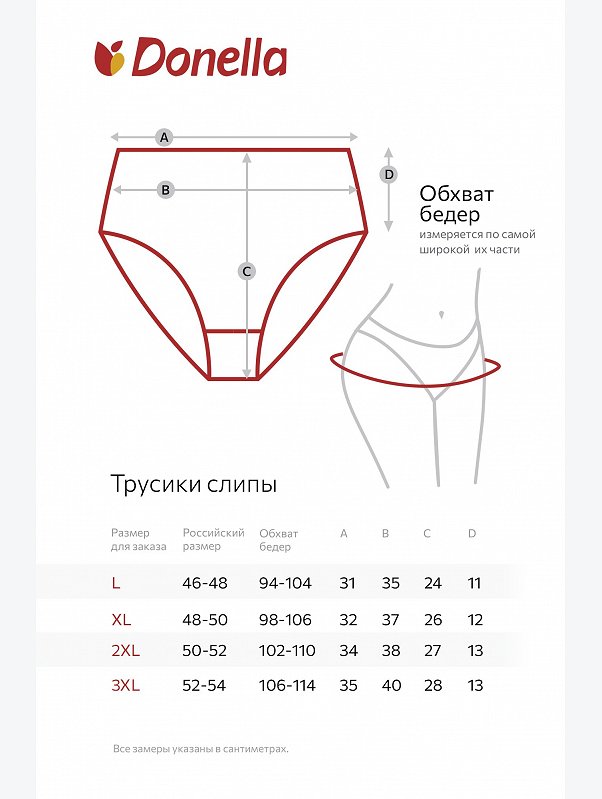 Женские трусы-слипы с высокой посадкой 5 шт. Donella