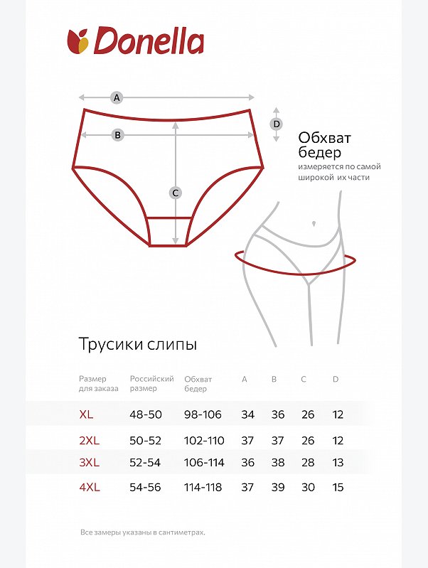 Женские трусы-слипы с высокой посадкой 5 шт. Donella