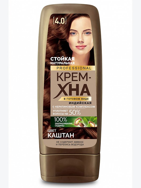 Крем-хна Индийская в готовом виде цвет Каштан 140 мл Fito косметик