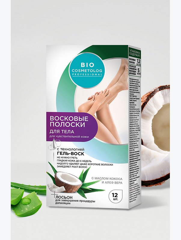Восковые полоски для тела серии Bio Cosmetolog Professional, 12 полосок Fito косметик