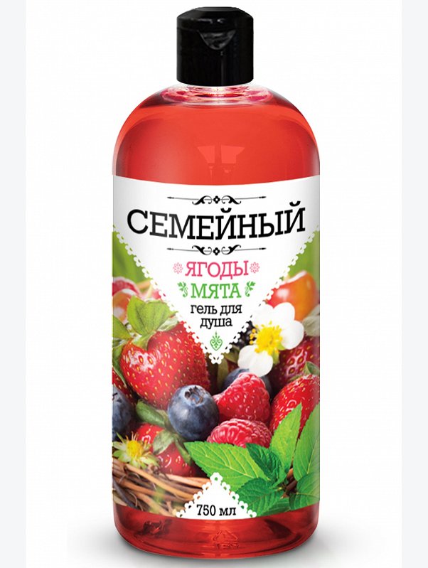 Семейный гель для душа Ягоды и мята 750 мл Greenfield