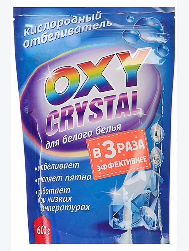 Кислородный отбеливатель для белого белья Oxy crystal 600 г Greenfield