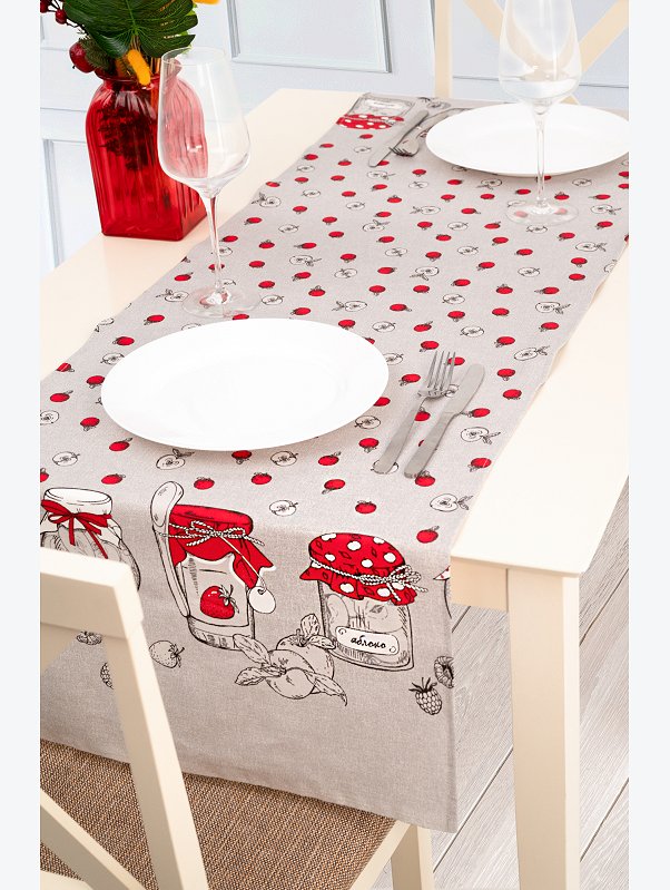 Дорожка на стол из рогожки 145Х45 Happy Fox Home