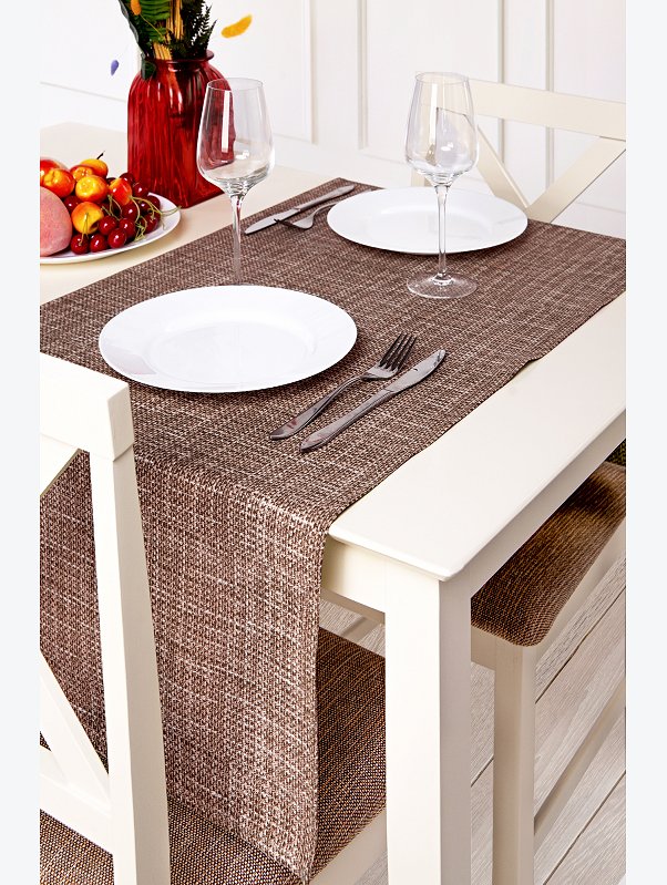 Дорожка на стол из рогожки 145Х45 Happy Fox Home