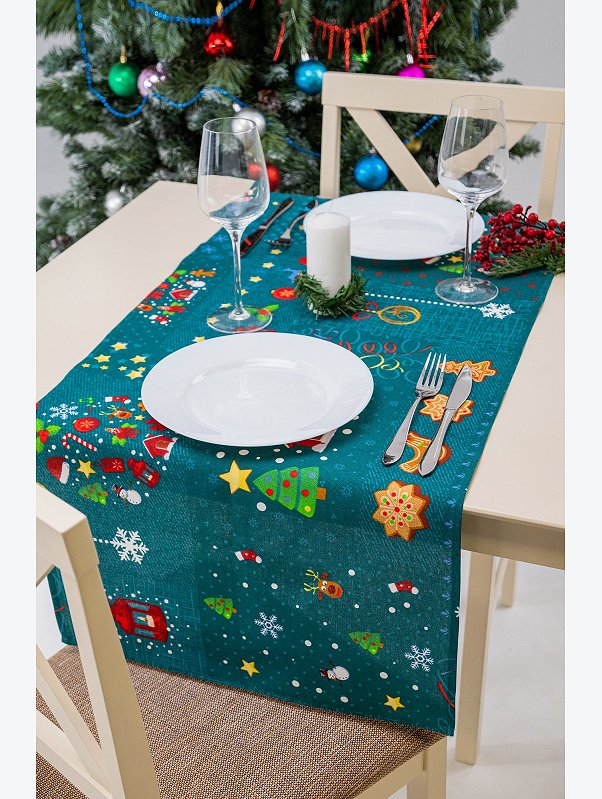 Дорожка на стол из рогожки 145x45 Happy Fox Home