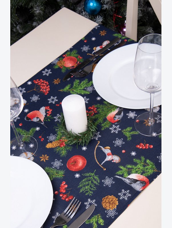 Дорожка на стол из рогожки 145x45 Happy Fox Home