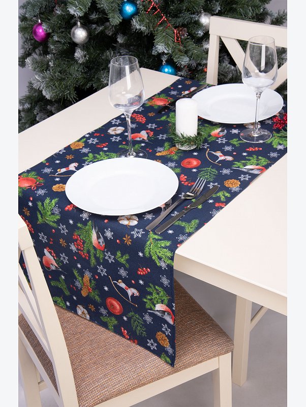 Дорожка на стол из рогожки 145x45 Happy Fox Home