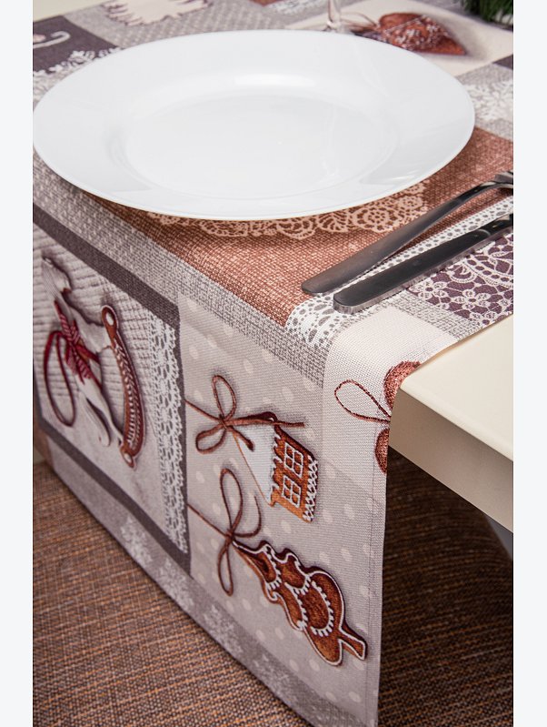 Дорожка на стол из рогожки 145x45 Happy Fox Home