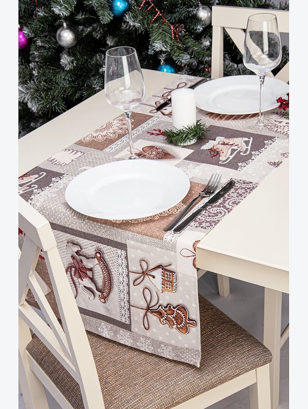 Дорожка на стол из рогожки 145x45 Happy Fox Home