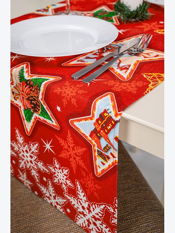 Дорожка на стол из рогожки 145x45 Happy Fox Home
