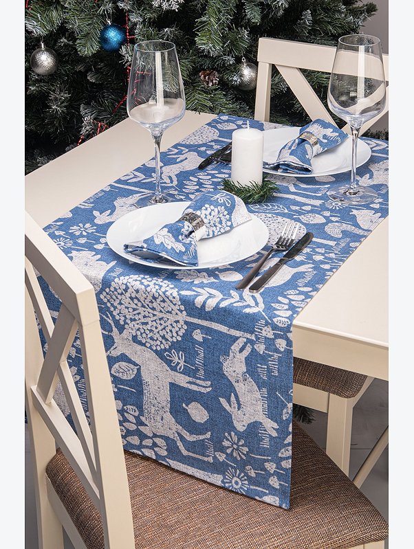 Дорожка на стол из рогожки 145x45 Happy Fox Home