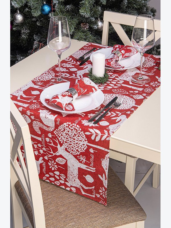 Дорожка на стол из рогожки 145x45 Happy Fox Home