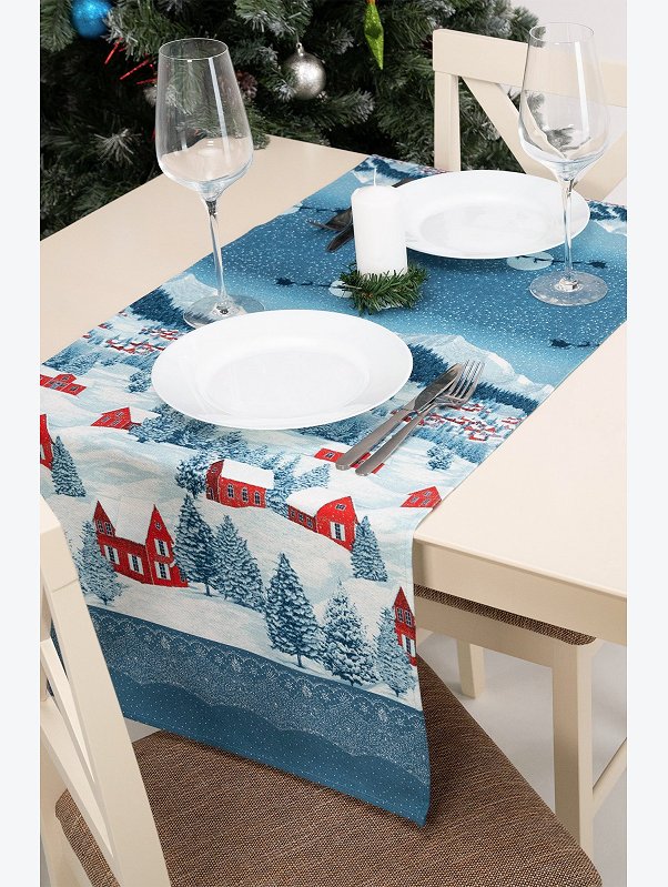 Дорожка на стол из рогожки 145x45 Happy Fox Home