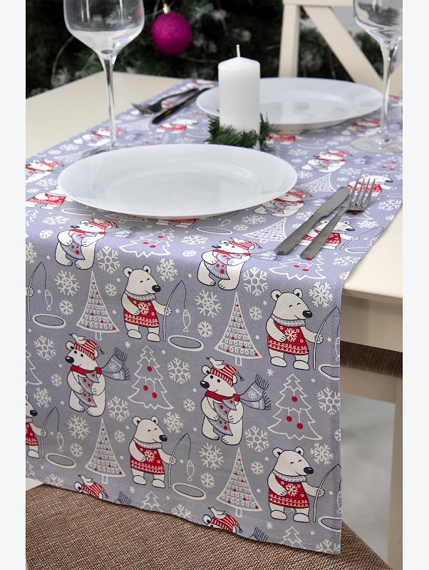 Дорожка на стол из рогожки 145x45 Happy Fox Home