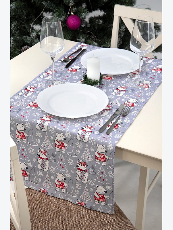 Дорожка на стол из рогожки 145x45 Happy Fox Home