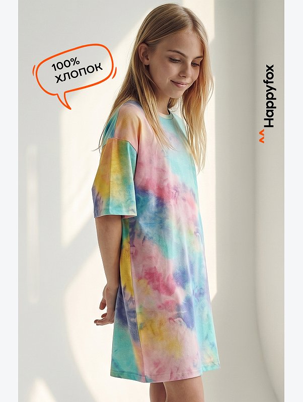 Туника оверсайз для девочки Happyfox