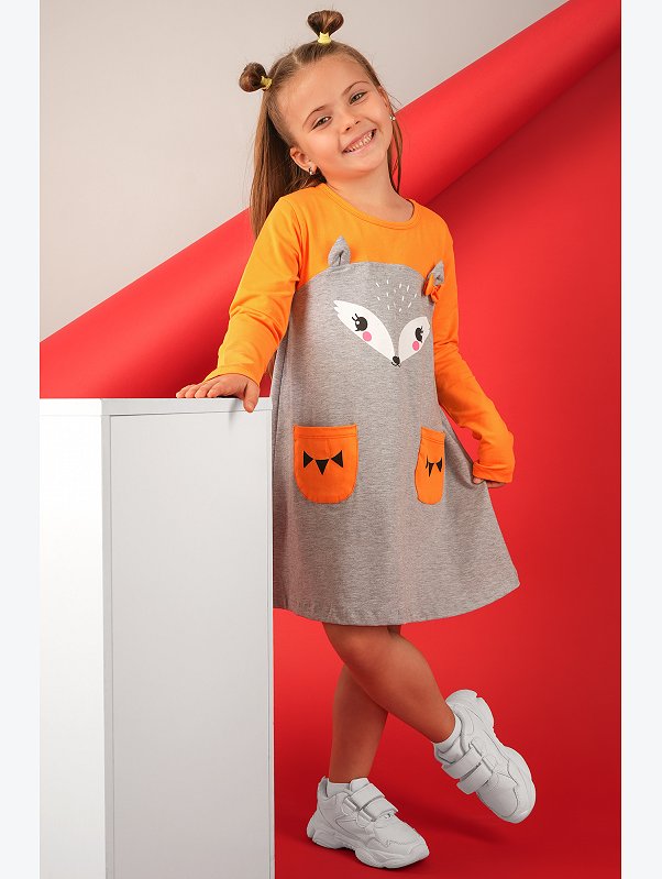 Хлопковое платье для девочки Happyfox