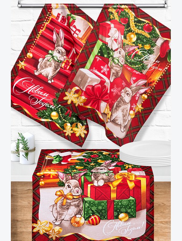 Набор вафельных полотенец 3 шт Happy Fox Home