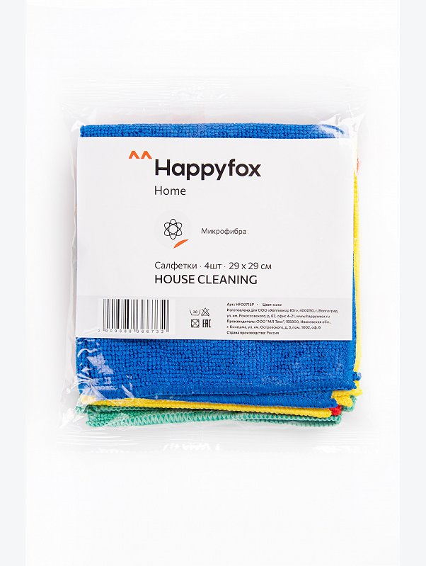 Набор салфеток из микрофибры 4 шт Happy Fox Home